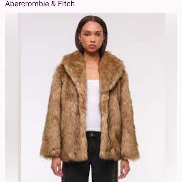 🔥 Abercrombie and fish Shawl Collar Faux Fur Coat Sz XXS new - Picture 6 of 9